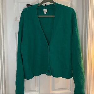 A New Day Green Cardigan Sweater with V-neck and Long Sleeves